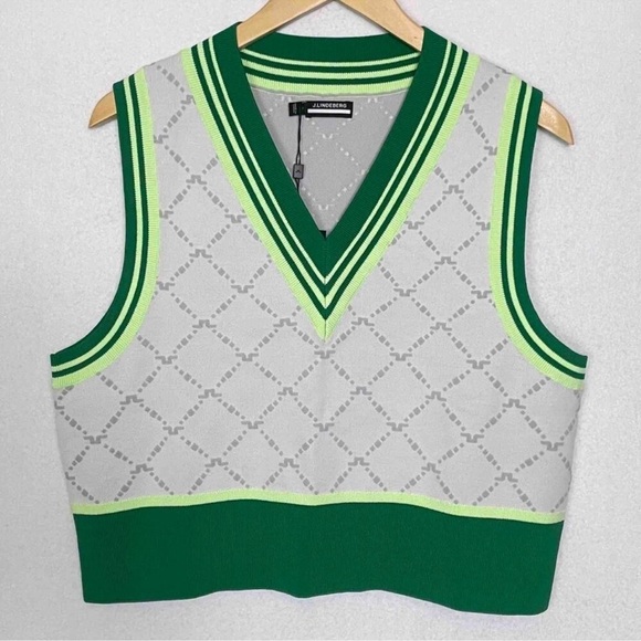 J. Lindeberg Tops - J. Lindeberg NWT Women's Barbados Knitted Vest Colorful Golfing Retro Sport